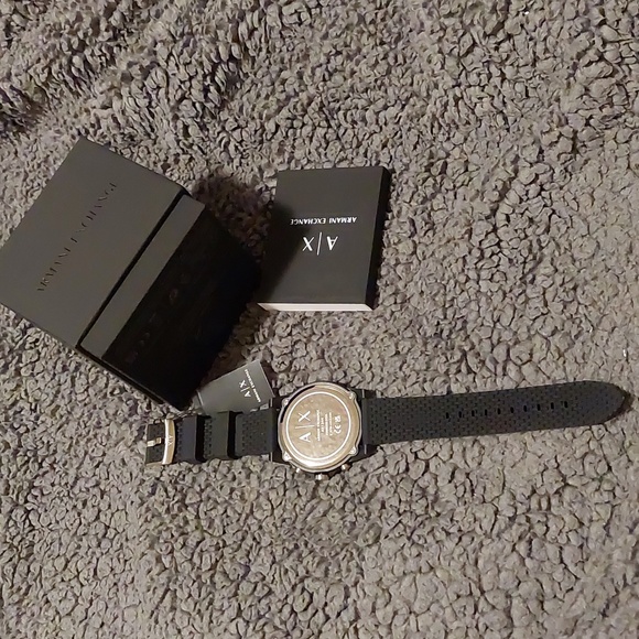 ARMANI EXCHANGE CHRONOGRAPH BLACK SILICONE WATCH AX1344 - Picture 6 of 8